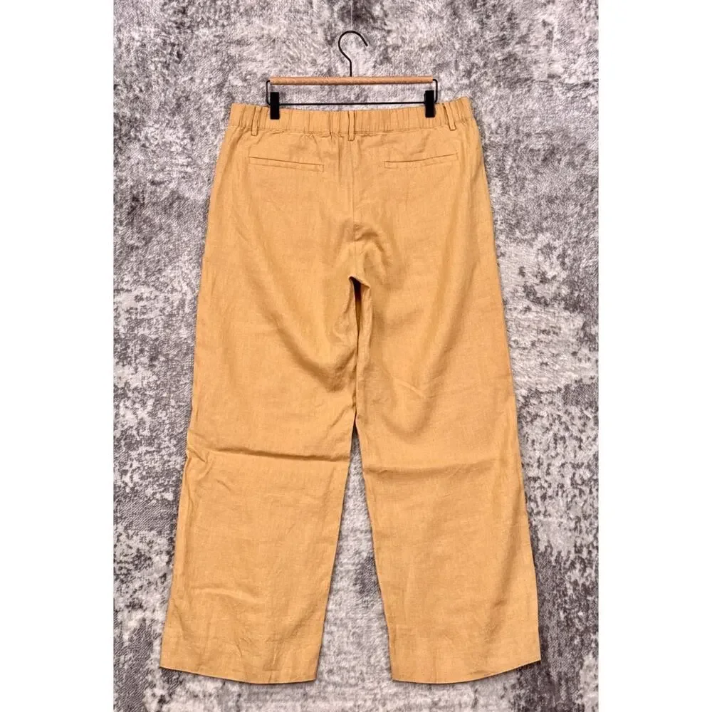 Banana Republic Pants Large Womens Gold Linen Track Stripe Wide Leg Trouser